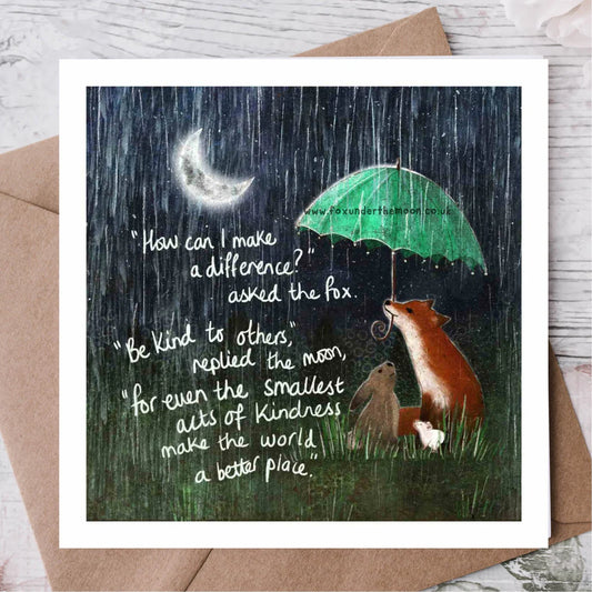 'Kindness' Single Greeting Card By Fox Under The Moon