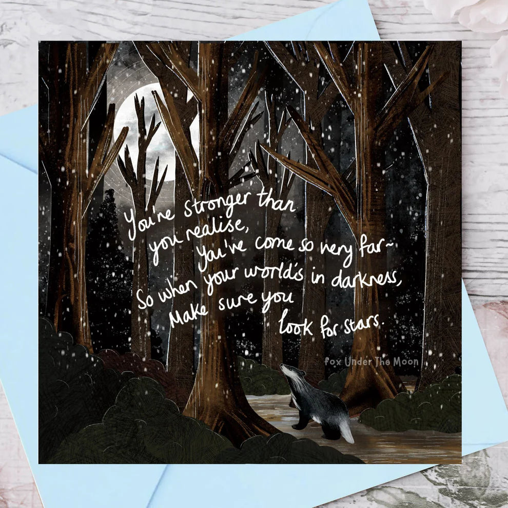 'Look For Stars' Single Greeting Card By Fox Under The Moon