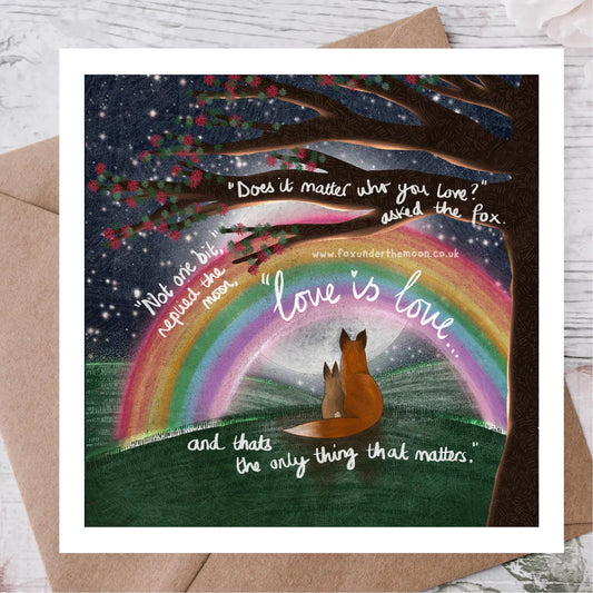 'Love Is Love' Single Greeting Card By Fox Under the Moon