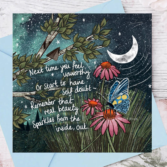 'Real Beauty' Single Greeting Card By fox Under The Moon