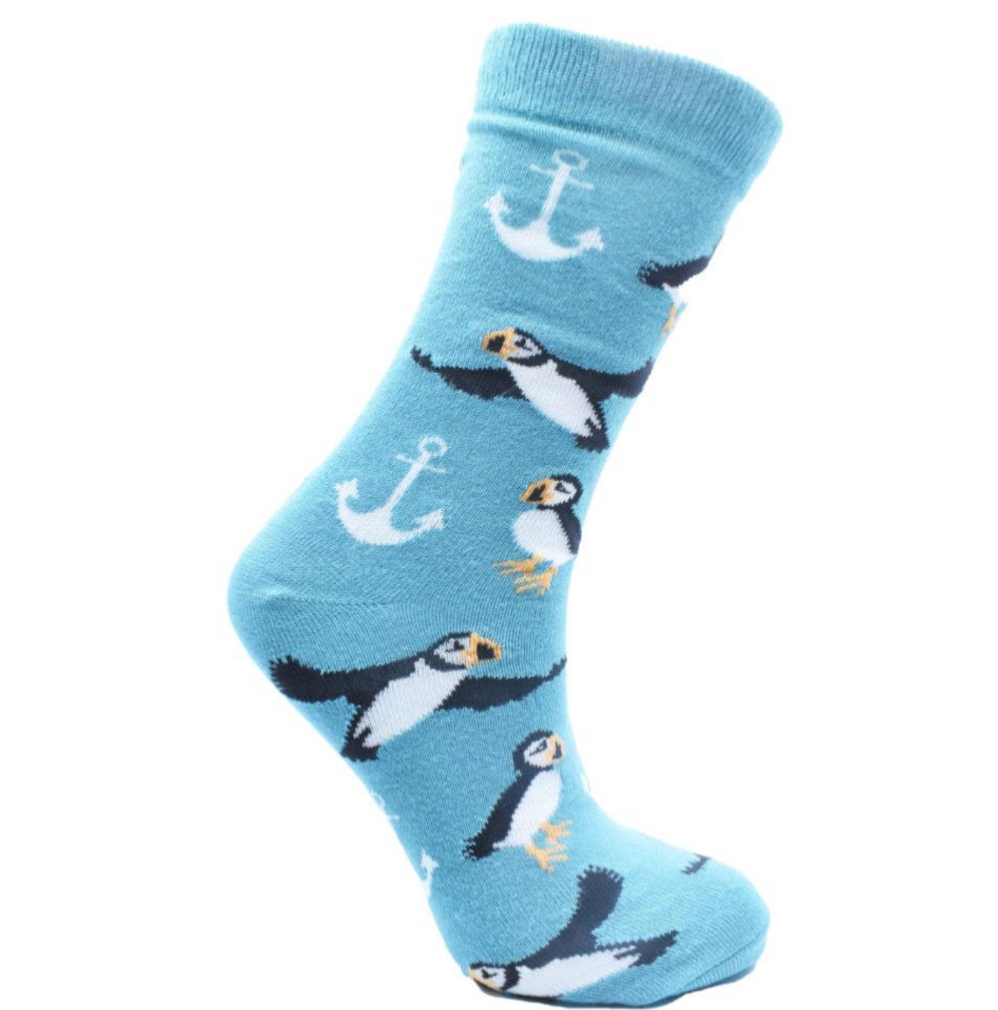 Bamboo Socks Puffins and Anchors Mens Shoe Size UK 7-11