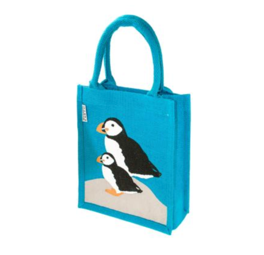 Jute shopping bag Small Puffins