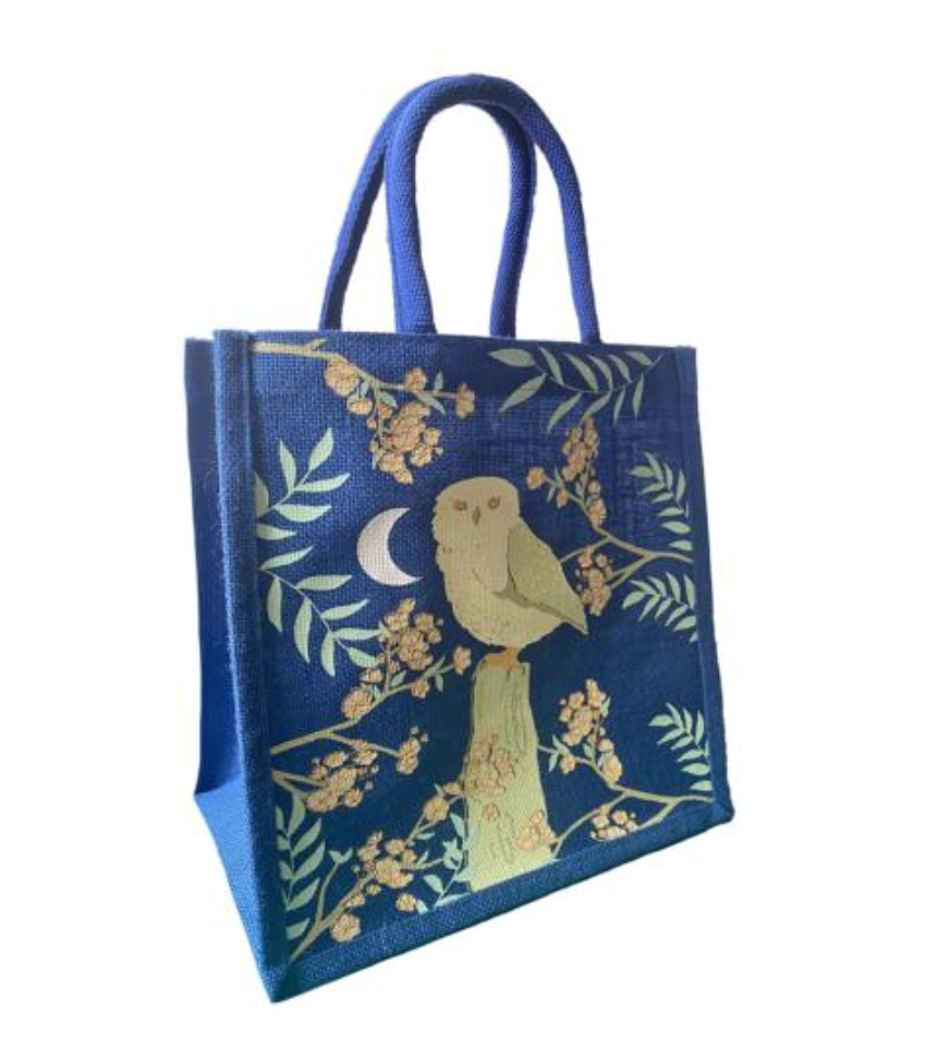 Jute Shopping Bag Owl and Moon