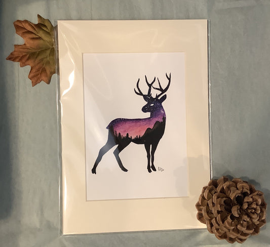 Stargazing Stag Fine Art Print