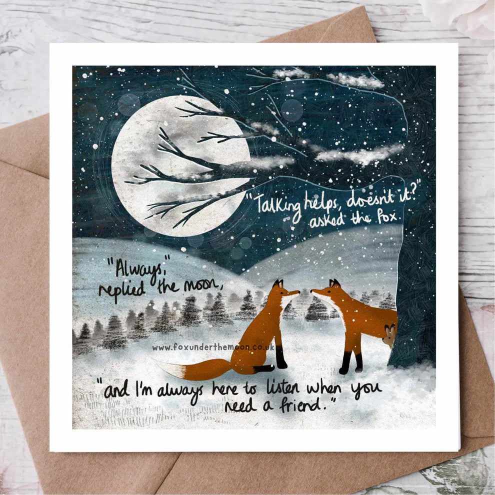 'Talking Helps' Single Greeting Card By Fox Under The Moon