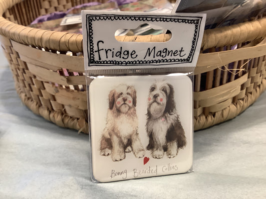 Bonny Bearded Collies Fridge Magnet
